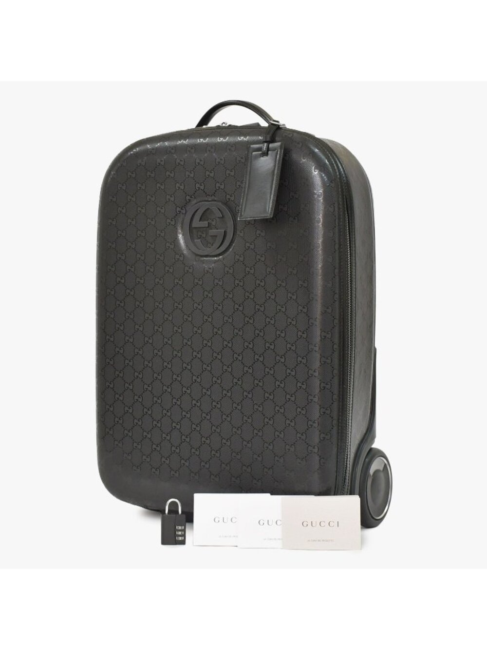Gucci Suitcase Carry Case Bag Black Silver